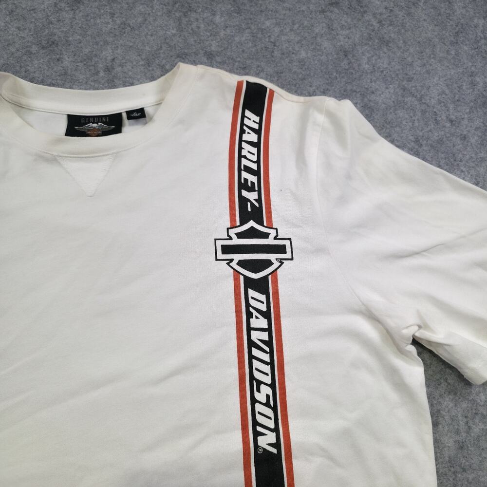 Harley Davidson Motorcycles T Shirt Mens XL White Vertical Stripe Bar Shield Tee - Picture 4 of 9